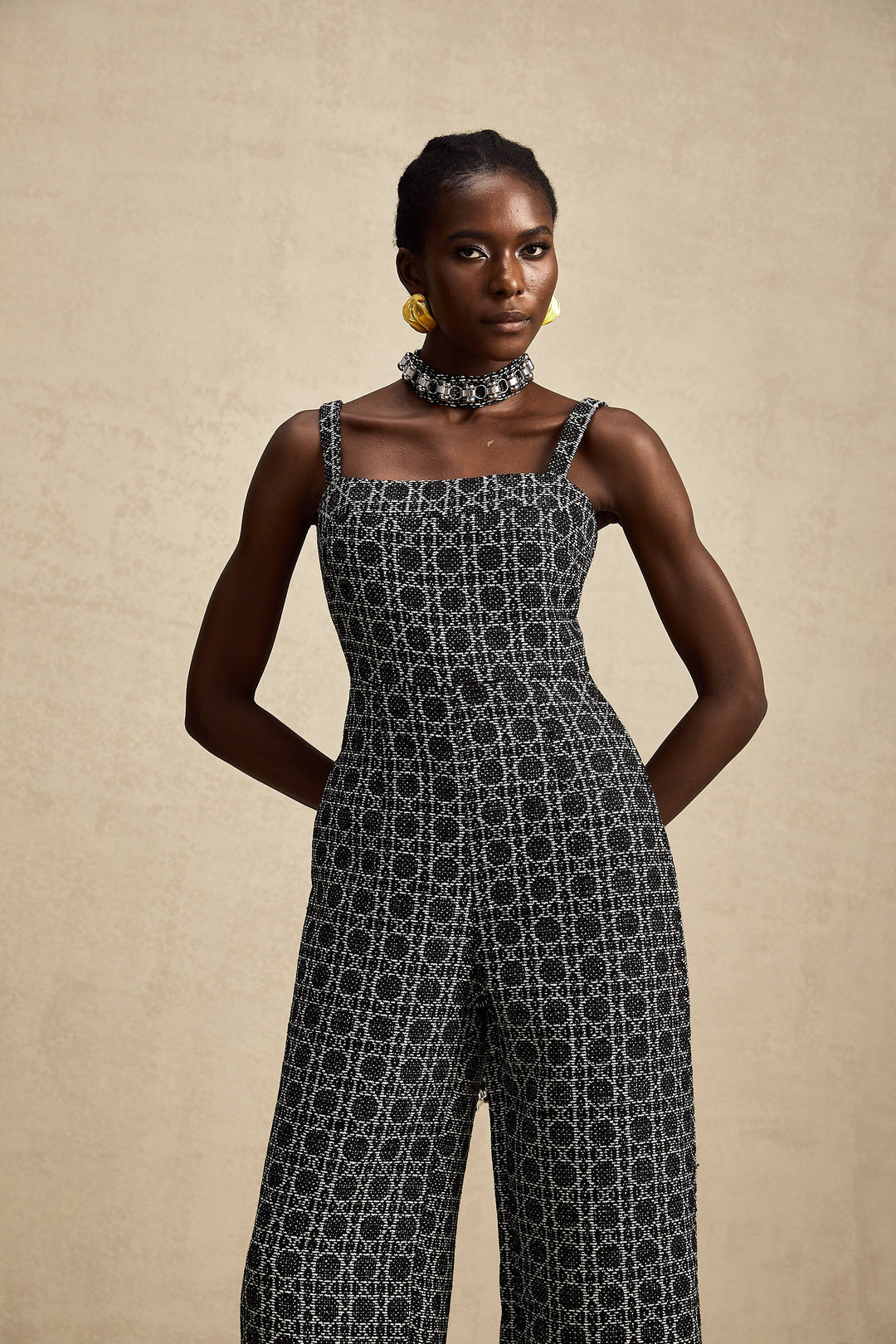 Levoire | Combinaison En Tweed À Motif De Diamant Noir