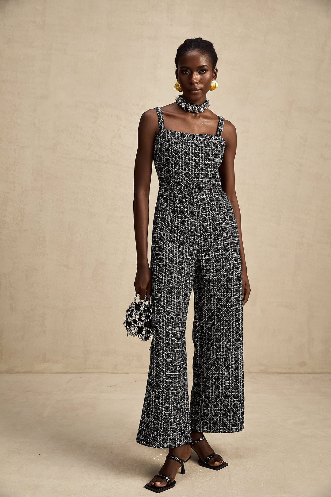 Levoire | Combinaison En Tweed À Motif De Diamant Noir
