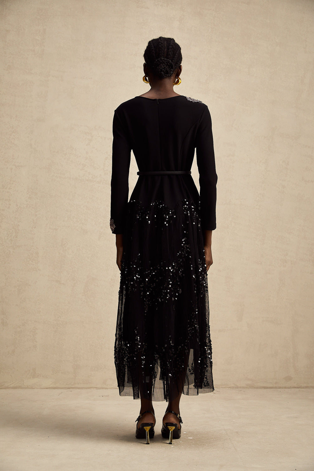 Levoire | Robe Midi À Pois En Tulle Noir
