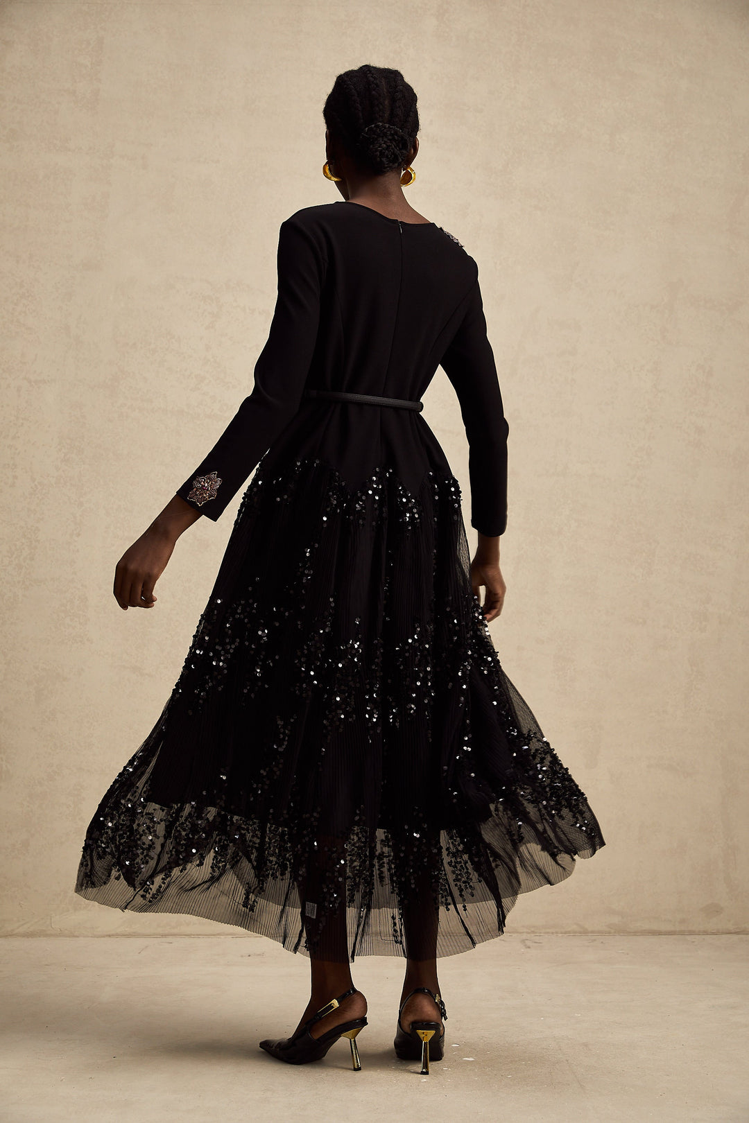 Levoire | Robe Midi À Pois En Tulle Noir