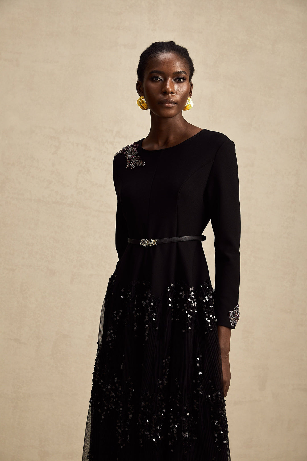 Levoire | Robe Midi À Pois En Tulle Noir