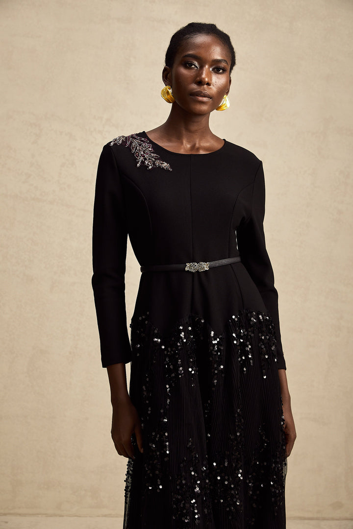 Levoire | Robe Midi À Pois En Tulle Noir
