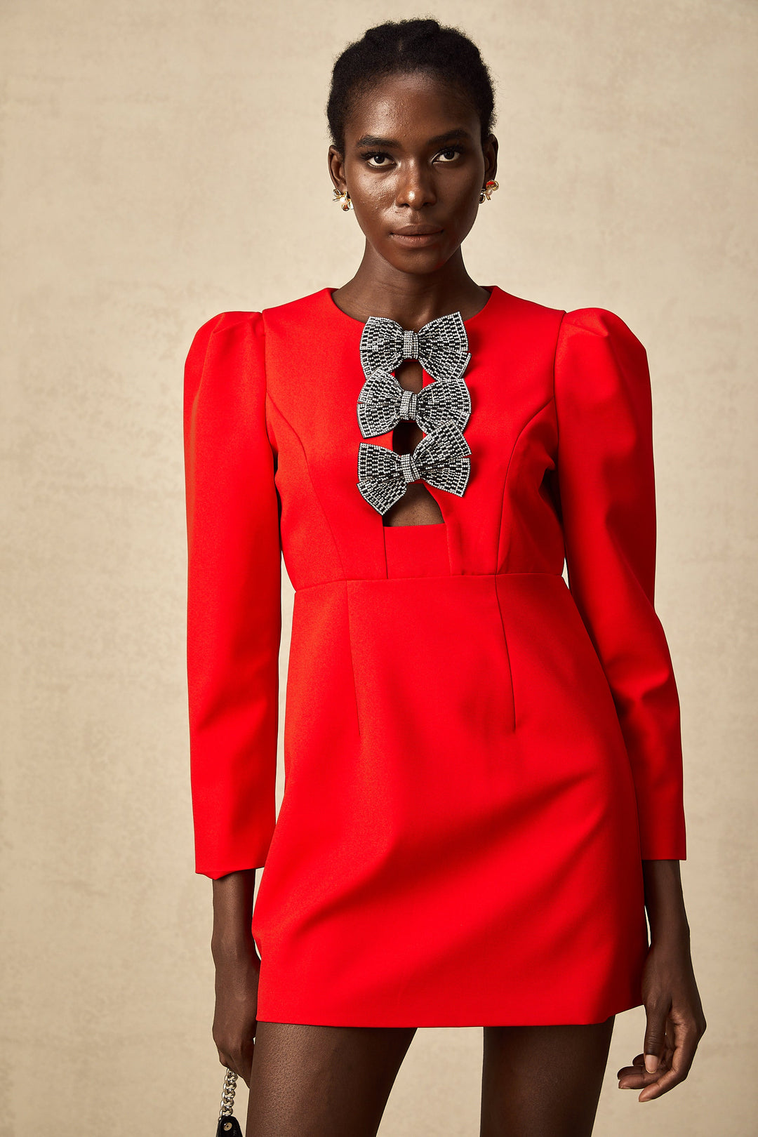Levoire | Noeud À Clous Rouges Robe Mini Fendue