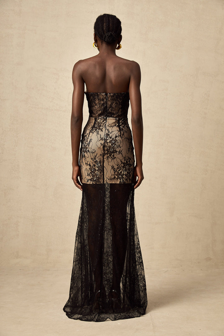 Levoire | Robe Maxi En Corset À Fleurs Brodées