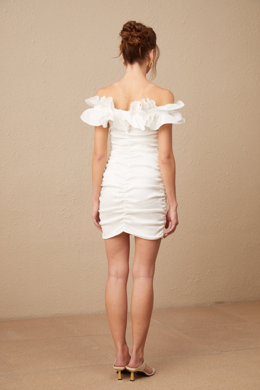 Levoire | Robe Mini Off Shoulder Ruffle Blanche