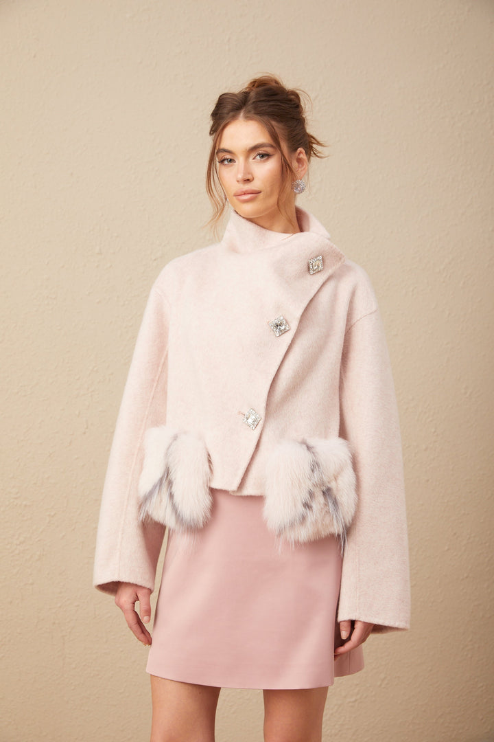 Levoire | Veste Courte À Bande Diagonale Rose