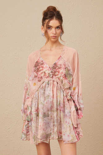 Levoire | Motif Floral Robe Mini Plissée En Soie