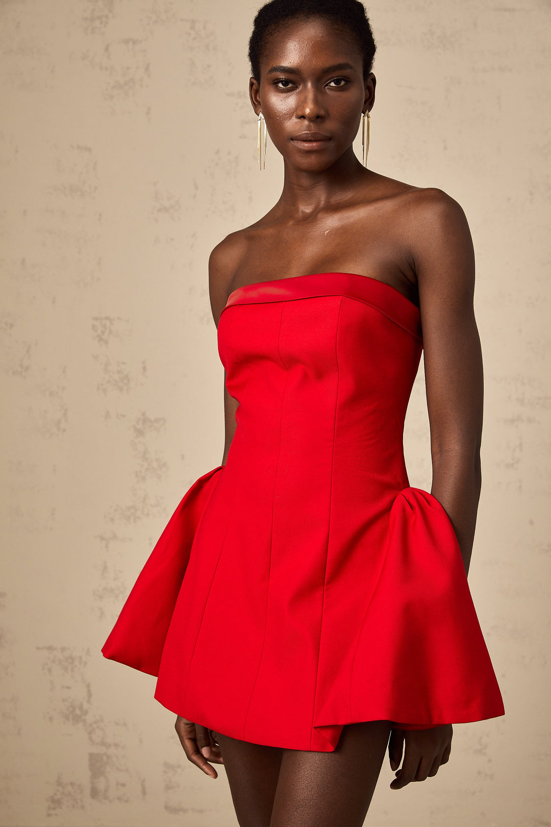 Levoire | Robe Mini Évasée Rouge À Off Shoulder