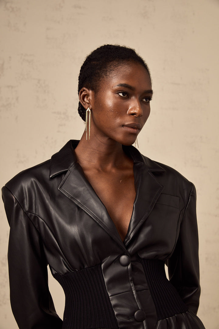 Levoire | Veste En Cuir Noire À Panneaux