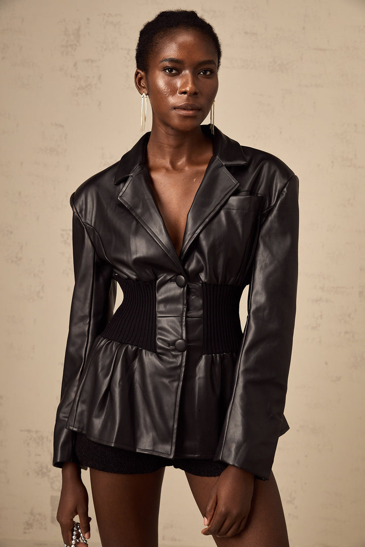 Levoire | Veste En Cuir Noire À Panneaux