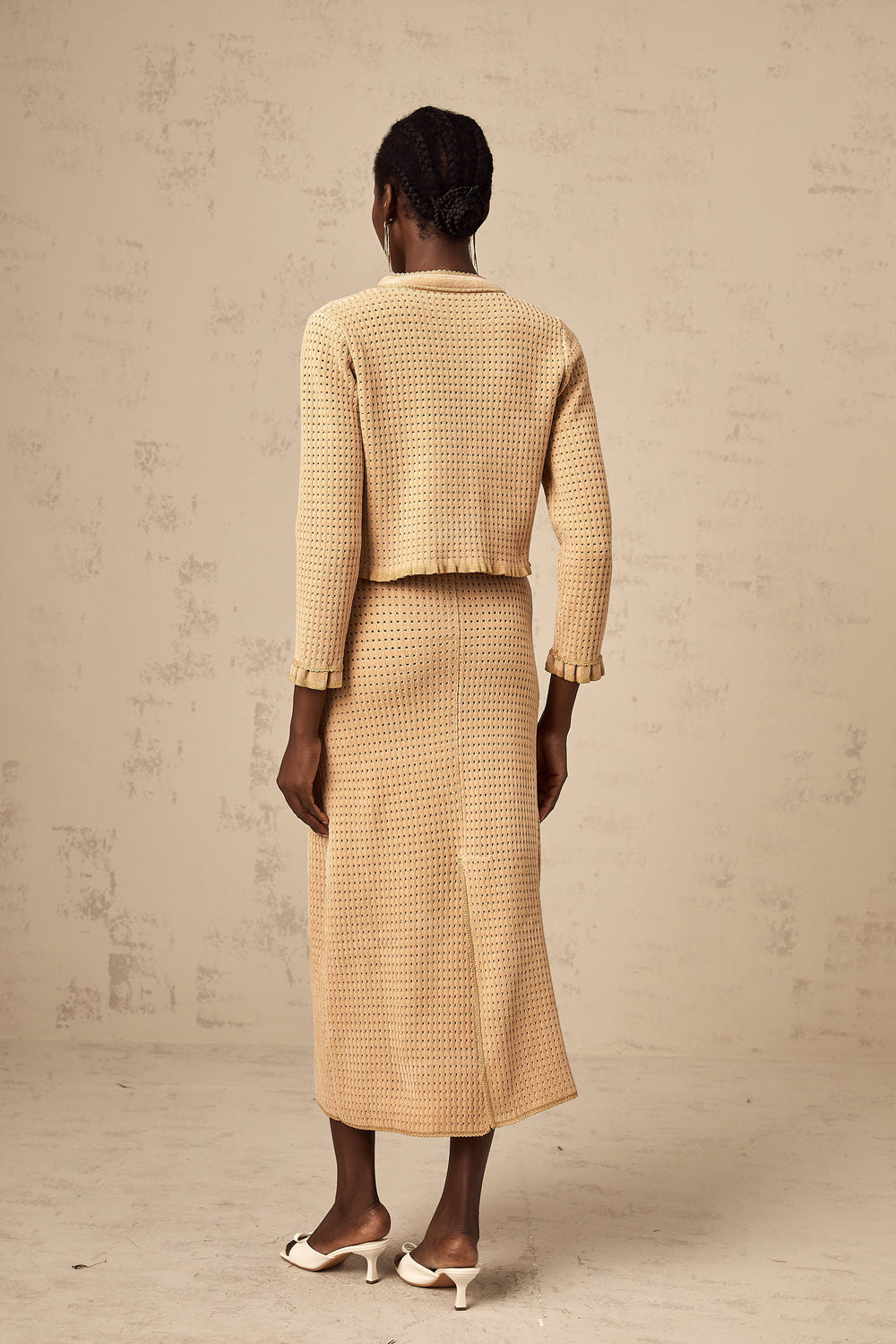 Levoire | Pull En Tricot Khaki Et Jupe Ensemble Assorti