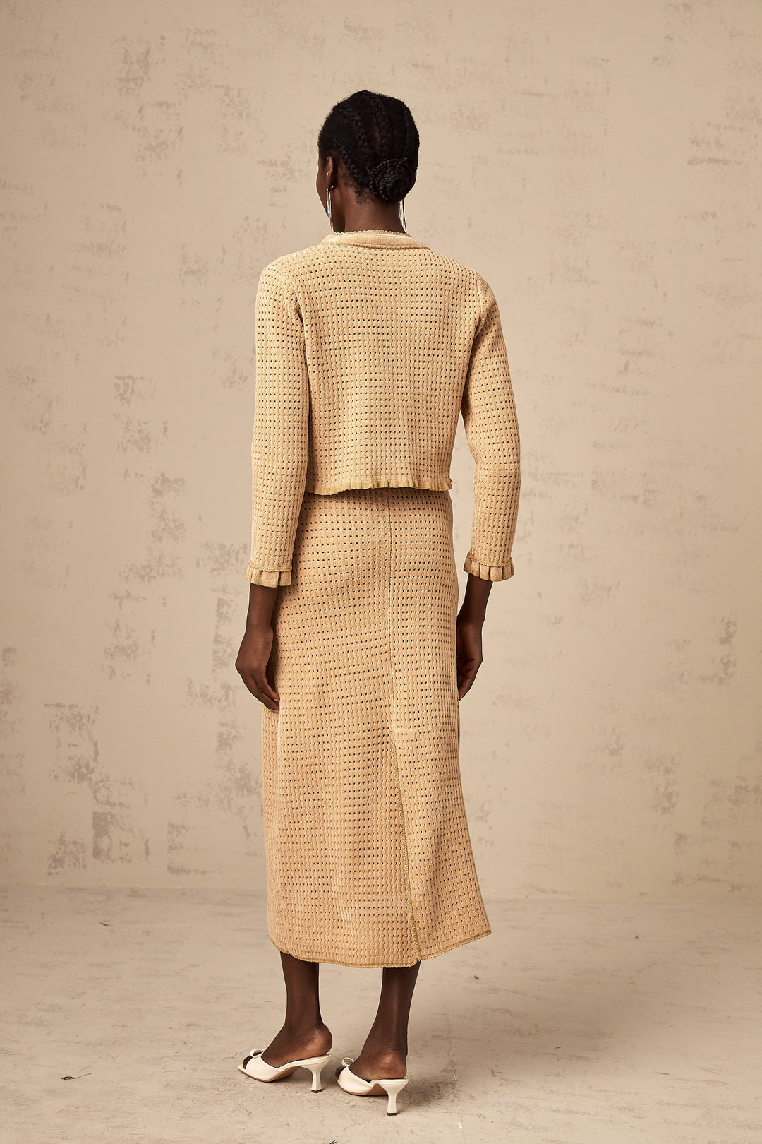 Levoire | Pull En Tricot Khaki Et Jupe Ensemble Assorti