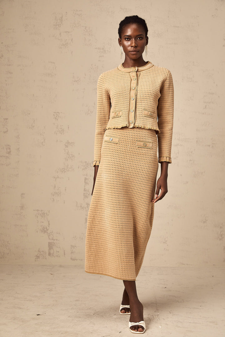 Levoire | Pull En Tricot Khaki Et Jupe Ensemble Assorti