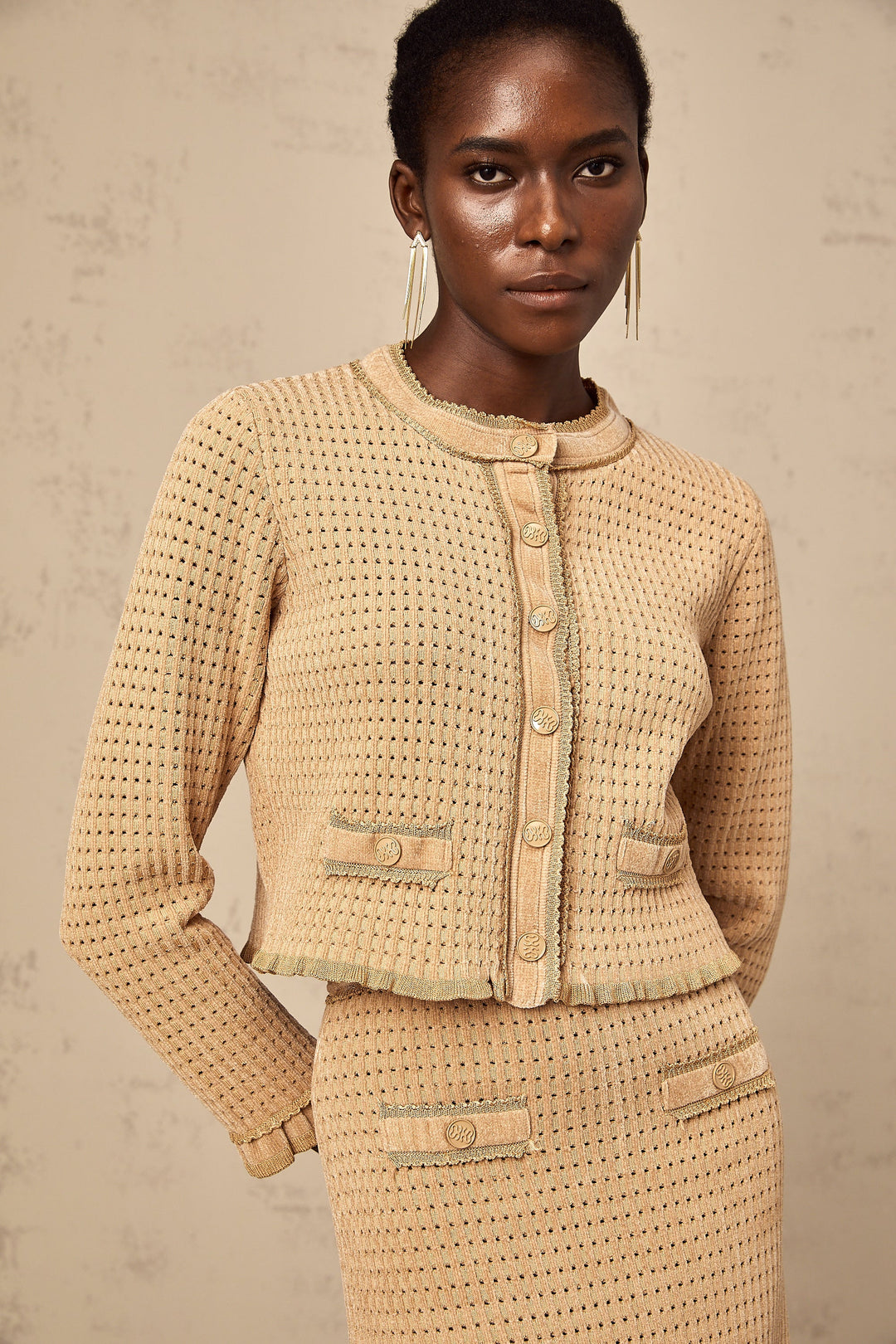 Levoire | Pull En Tricot Khaki Et Jupe Ensemble Assorti
