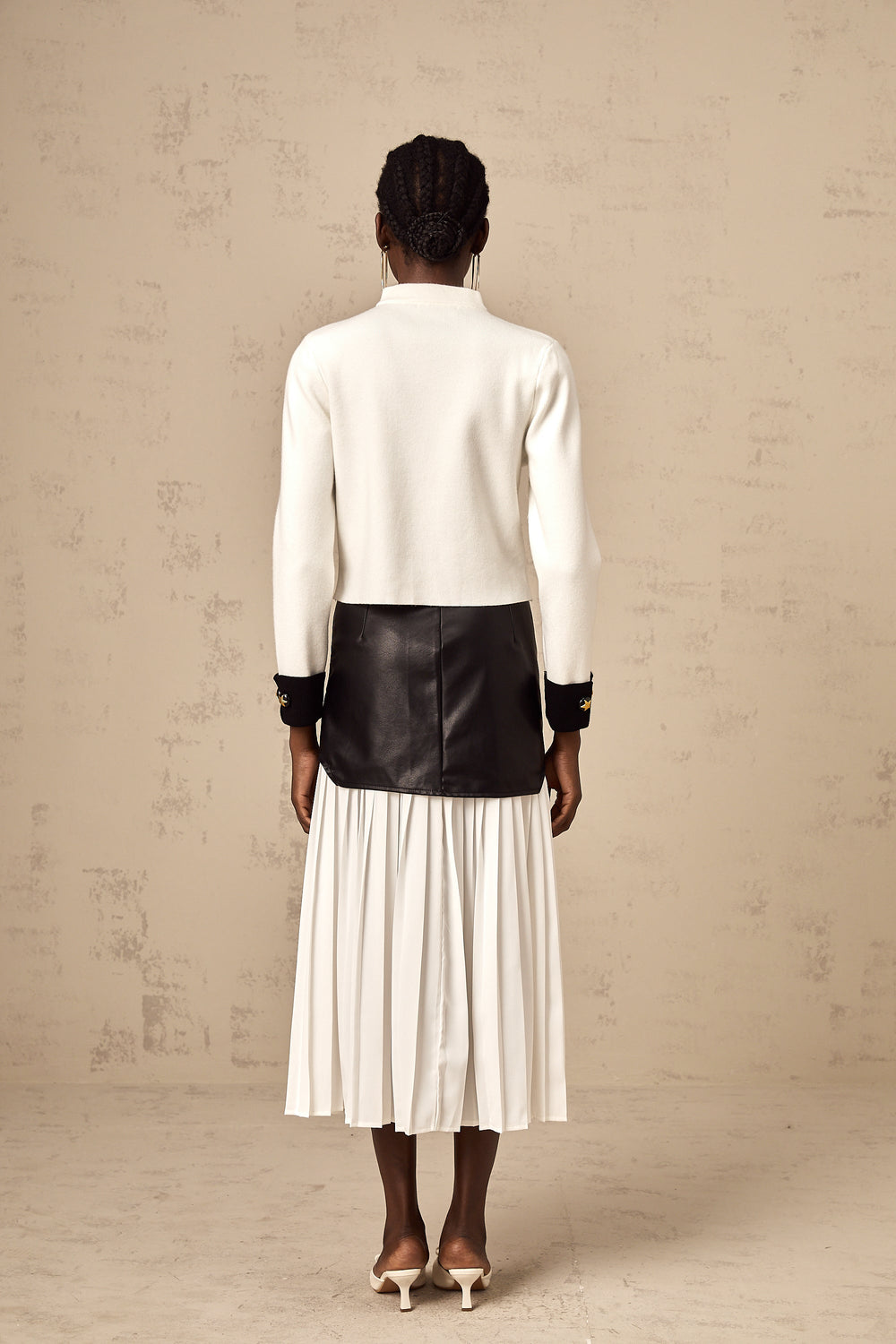 Levoire | Gilet Blanc En Tricot Avec Bord Contrasté