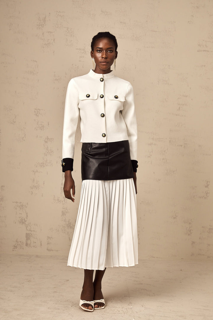 Levoire | Veste En Tricot Couleur Contrastante Blanche