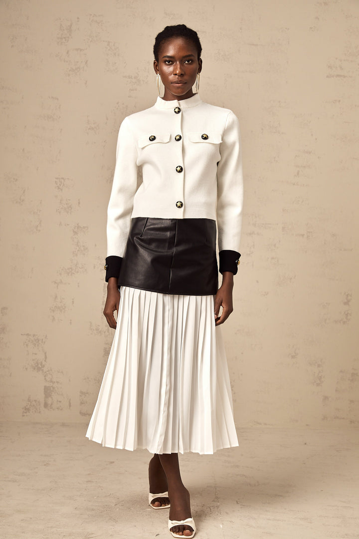 Levoire | Veste En Tricot Couleur Contrastante Blanche