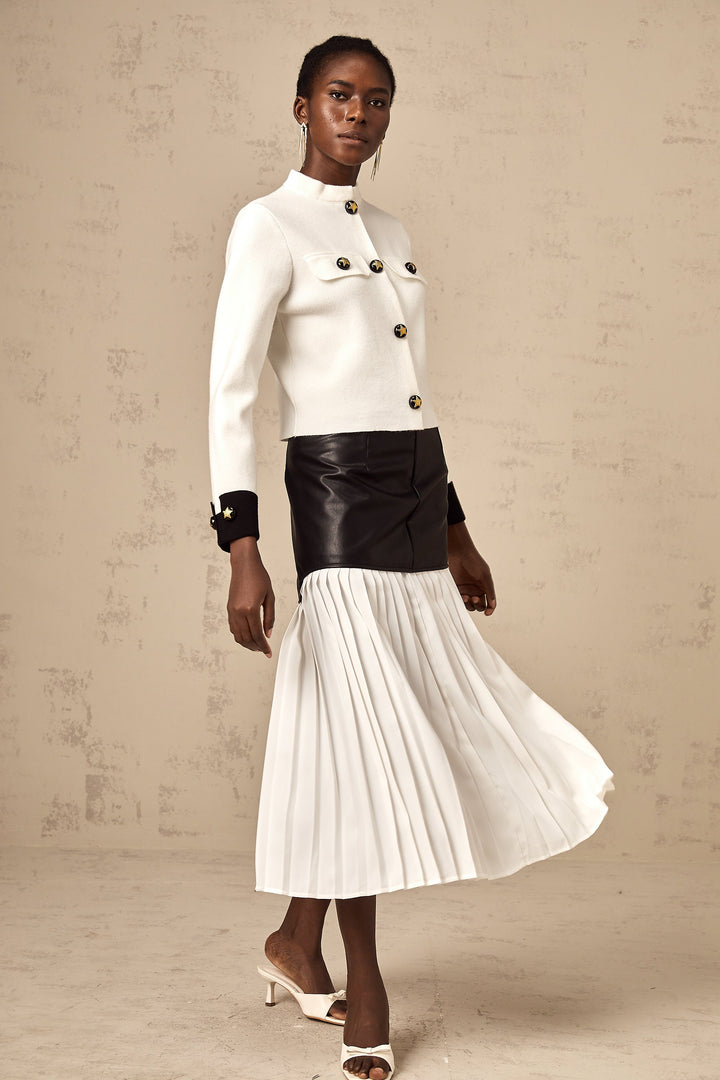 Levoire | Veste En Tricot Couleur Contrastante Blanche