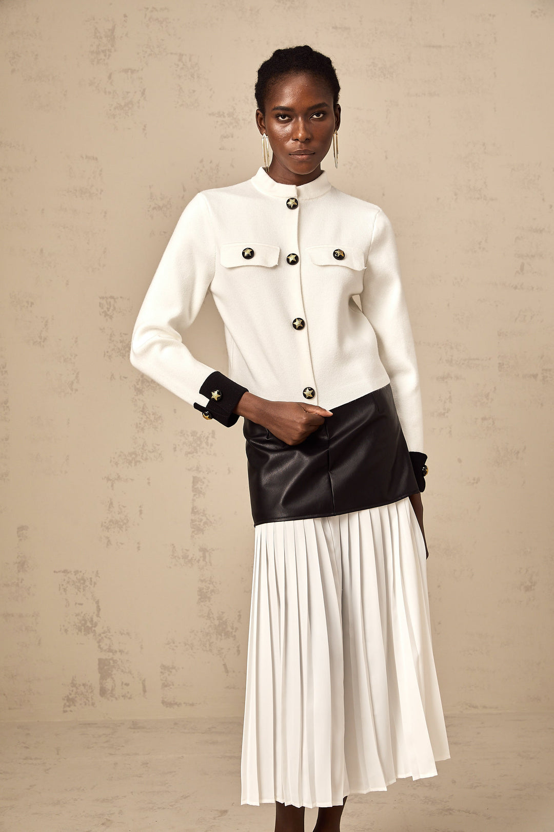 Levoire | Veste En Tricot Couleur Contrastante Blanche