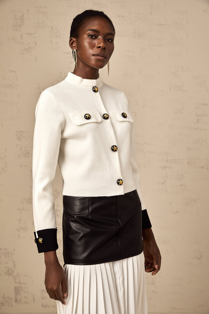 Levoire | Veste En Tricot Couleur Contrastante Blanche