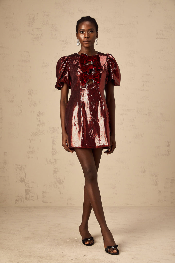 Levoire | Ruban À Nœud Rouge Paillettes Mini Robe