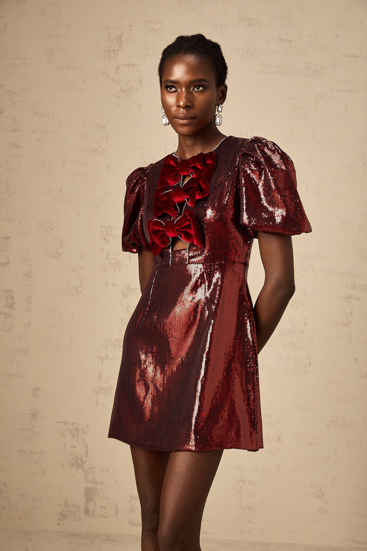 Levoire | Ruban À Nœud Rouge Paillettes Mini Robe