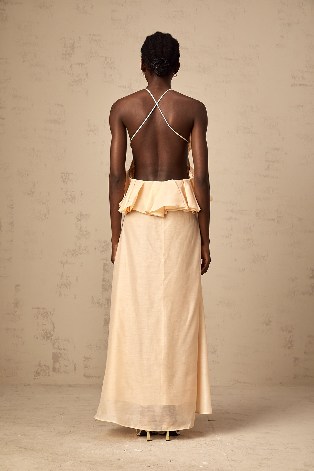 Levoire | Rosa 3D Fleur Volant Maxi Robe