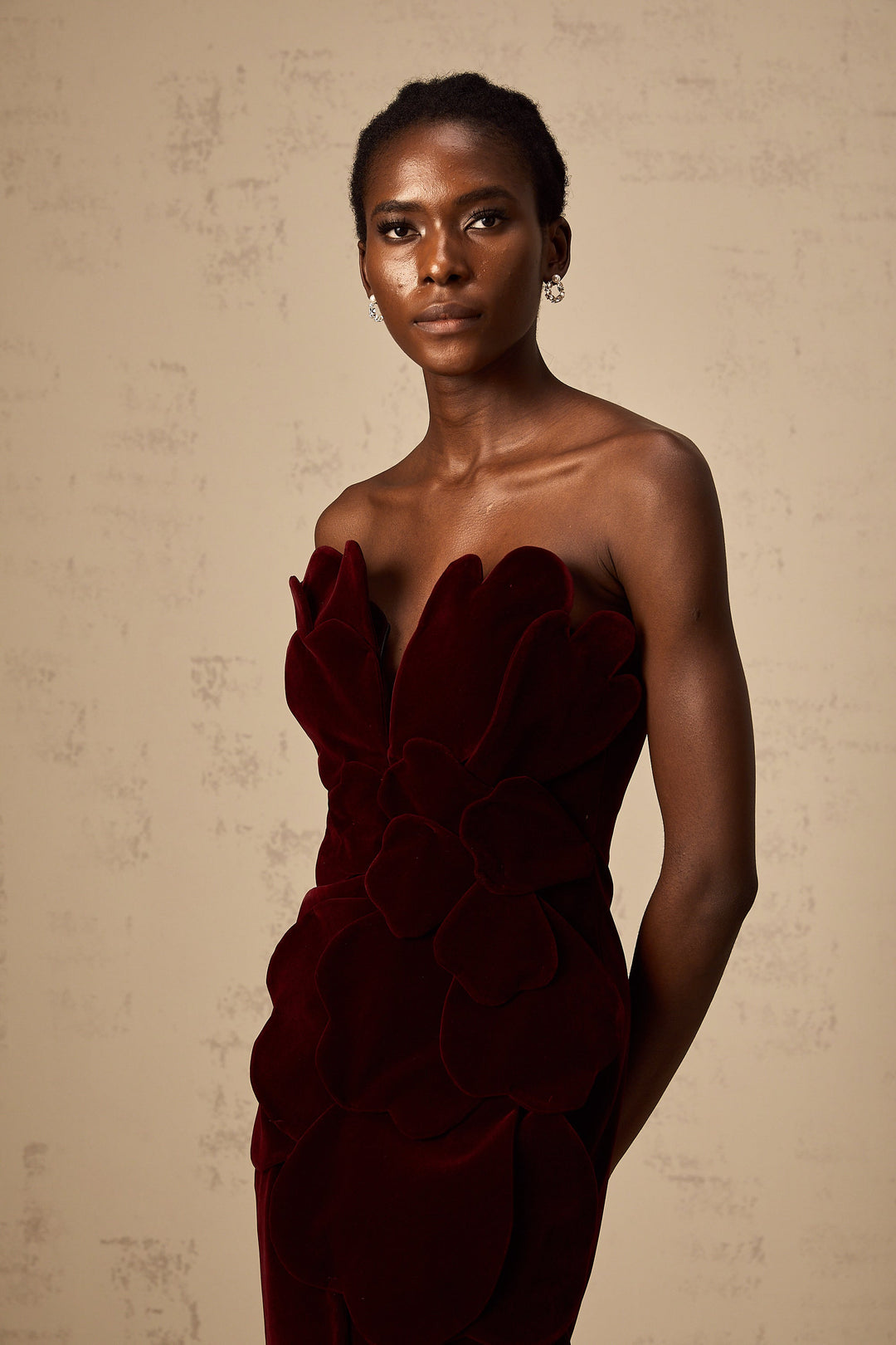 Levoire | Application De Fleur Rouge En Velours Robe Mini