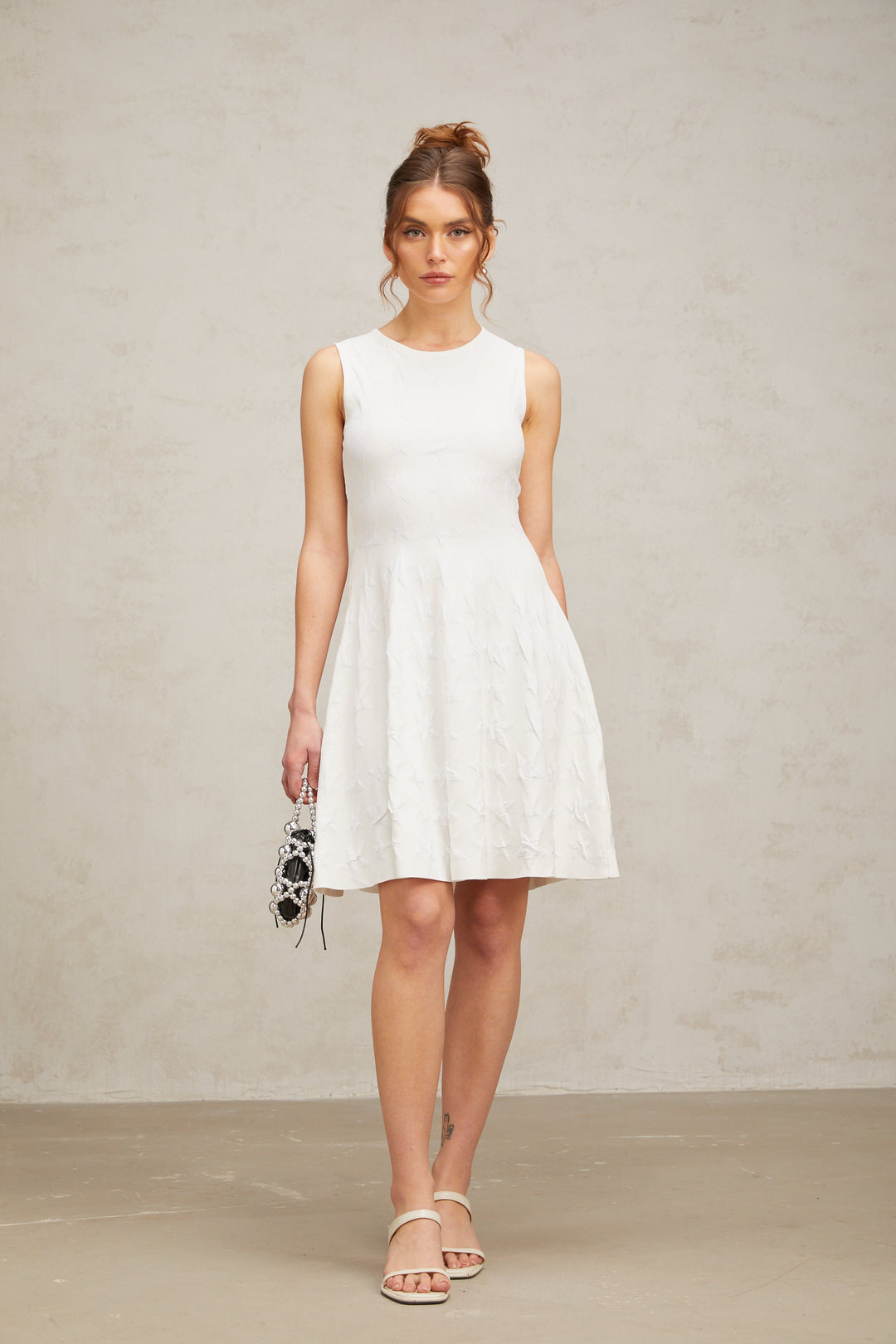 Levoire | Robe Mini En Tricot À Motif D'Étoiles Blanches