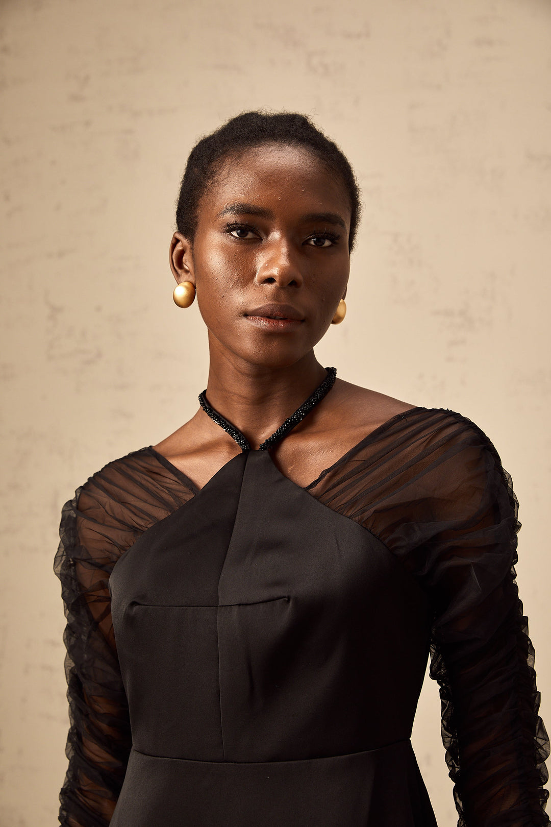 Levoire | Robe Midi À Panneaux Noire À Col Halter