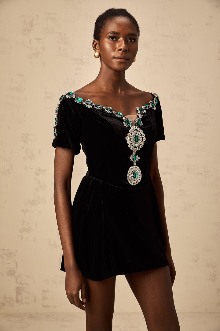 Levoire | Robe Mini Noir En Velours