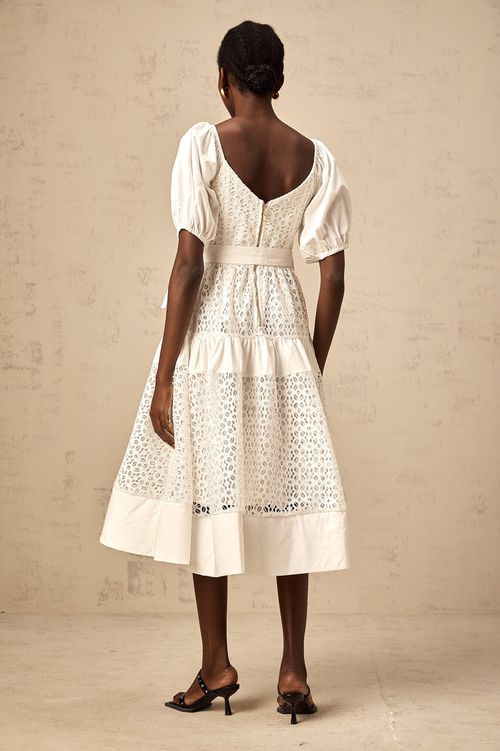 Levoire | Robe Midi À Lacets Blanche