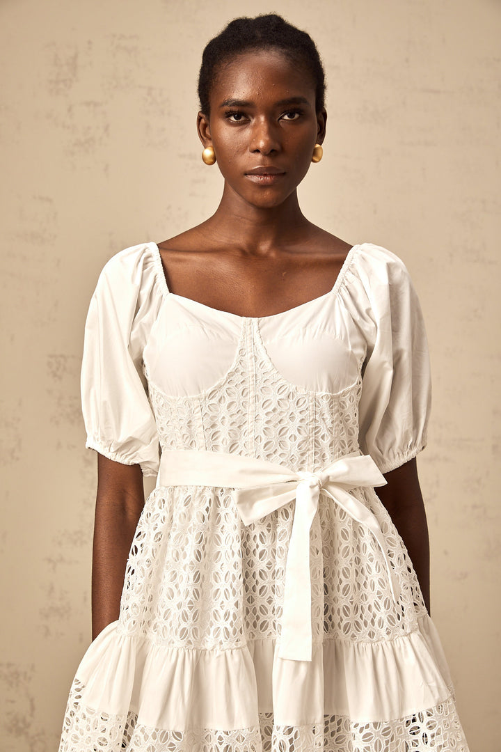 Levoire | Robe Midi À Lacets Blanche