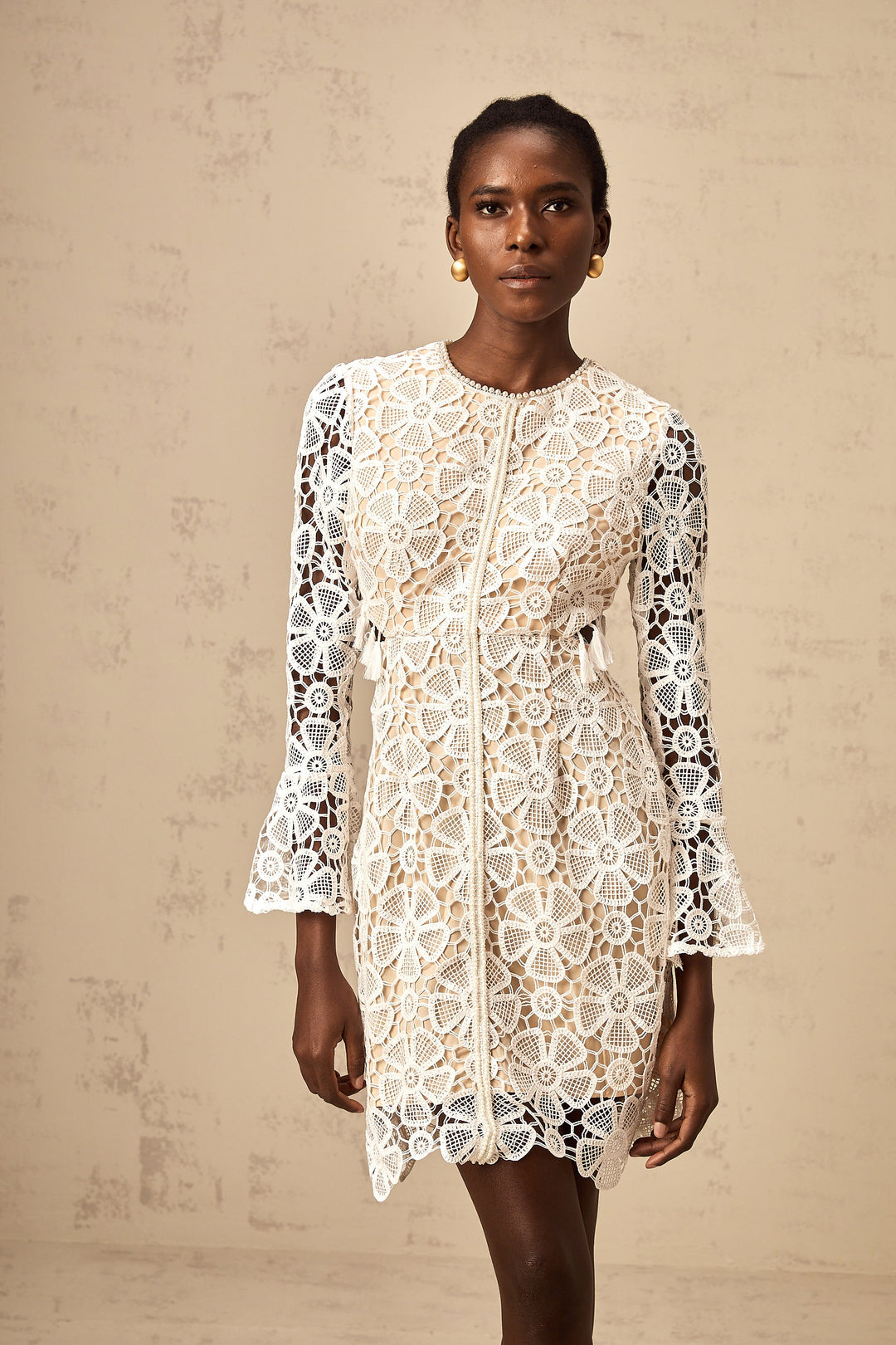Levoire | Robe Mini Blanche En Dentelle Brodée De Fleurs Cut Out
