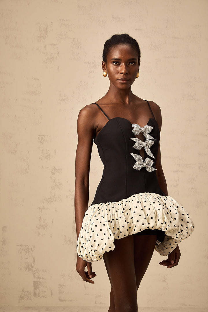 Levoire | Robe Mini À Pois Avec Nœud Coloré