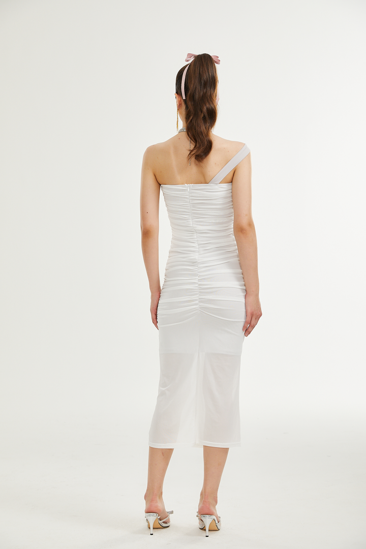 Levoire | Robe Midi Plissée À Epaule Dénudée