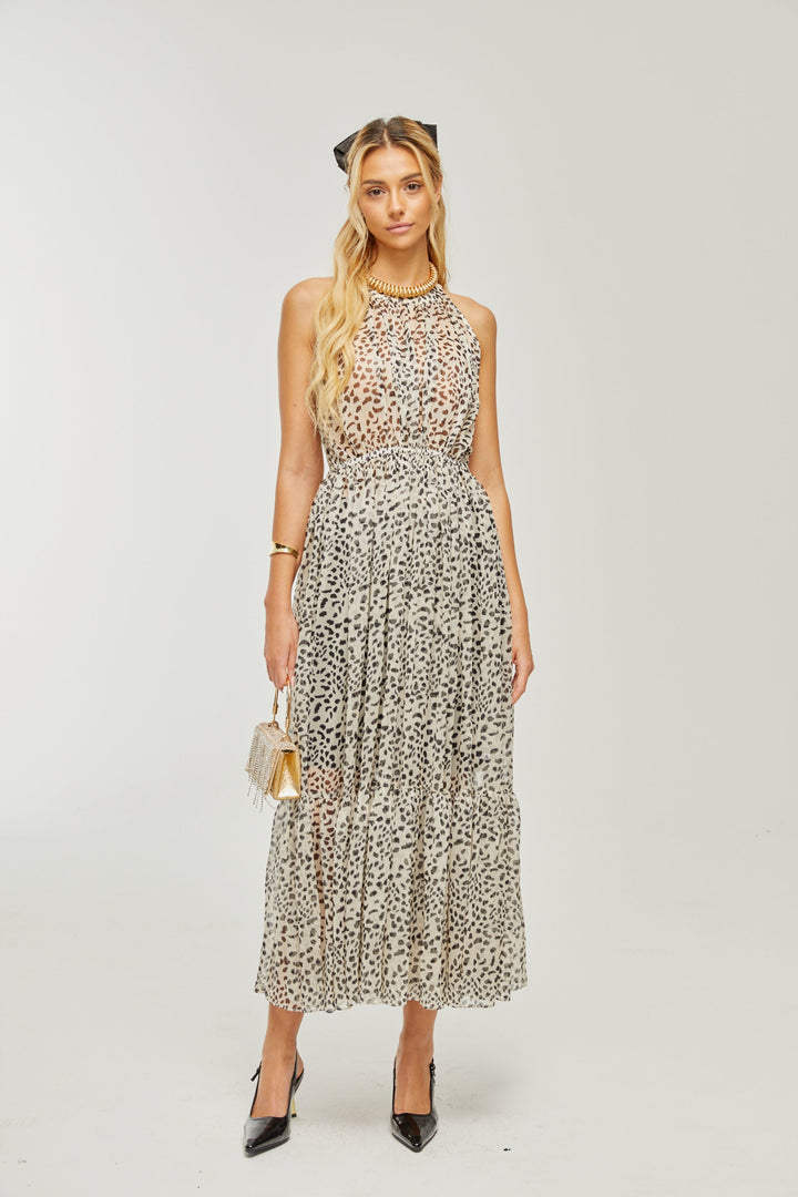 Levoire | Robe Midi Sans Manches À Motif Léopard