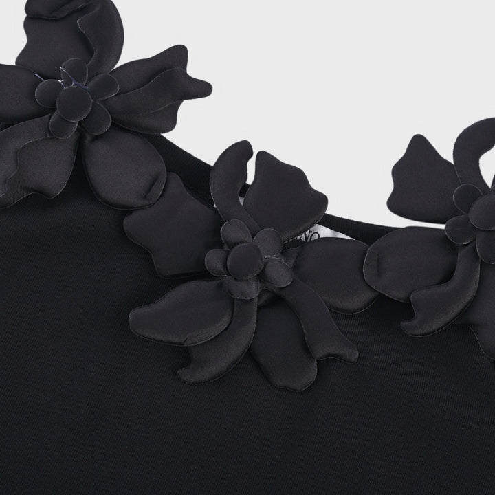 Levoire | Haut Noir Avec Détail De Fausses Fleurs