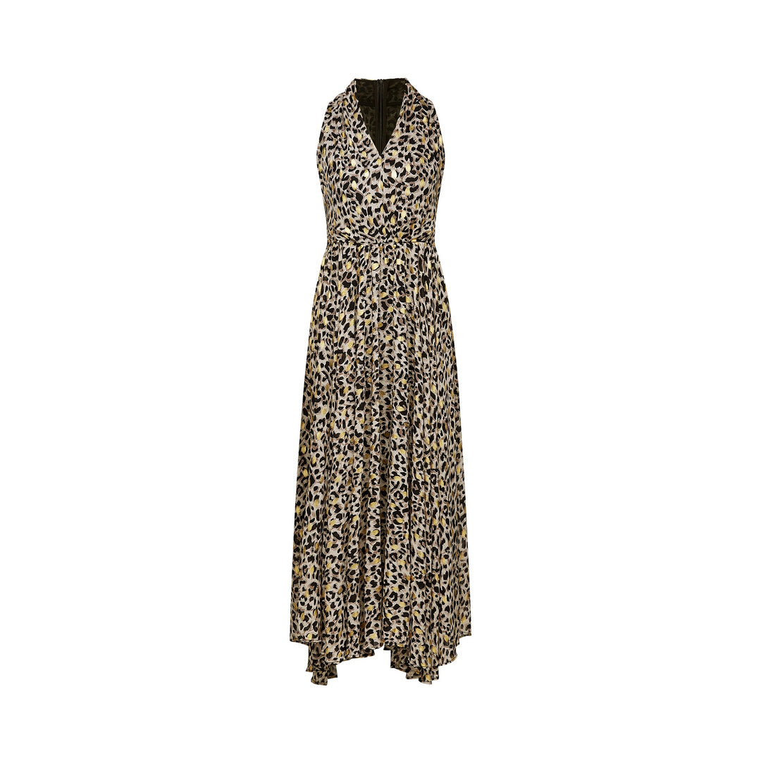 Levoire | V-Décolleté Imprimé Léopard Robe Midi