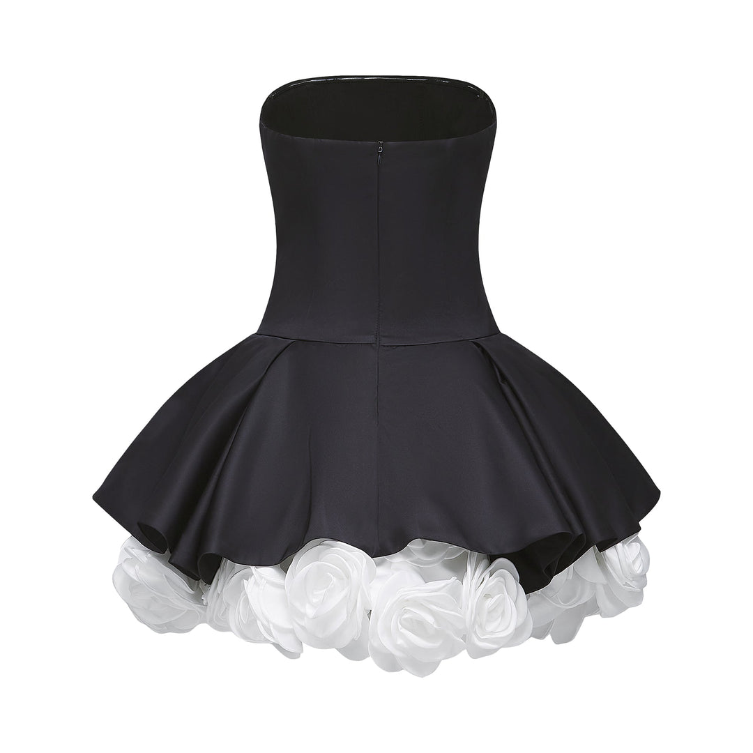Levoire | Robe Mini Corset Sans Bretelles Petal Noire