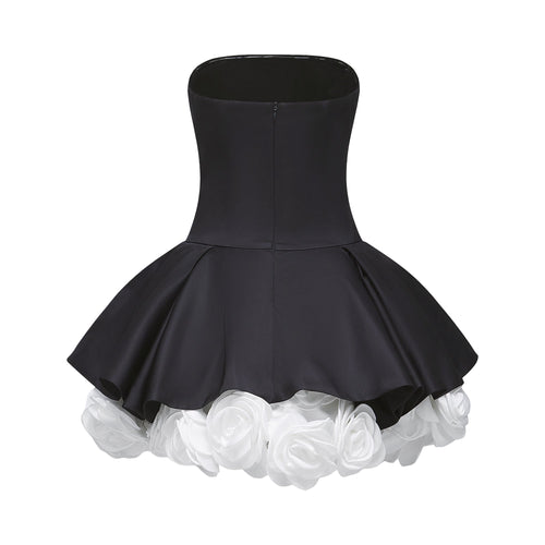 Levoire | Robe Mini Corset Sans Bretelles Petal Noire