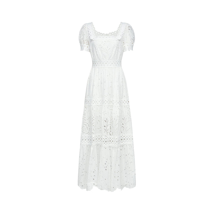 Levoire | Dentelle Découpée Semi Transparent Midi Robe