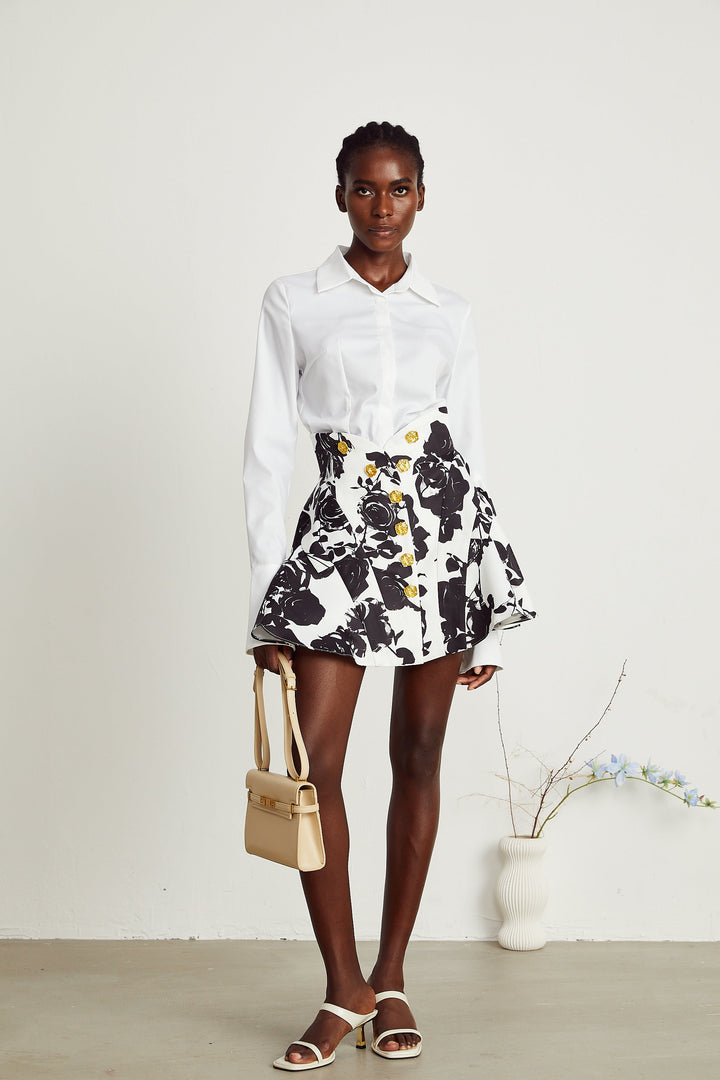Levoire | Motif Floral Chemise & Jupe Ensemble Assorti