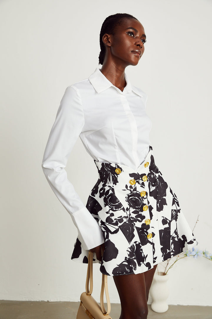 Levoire | Motif Floral Chemise & Jupe Ensemble Assorti