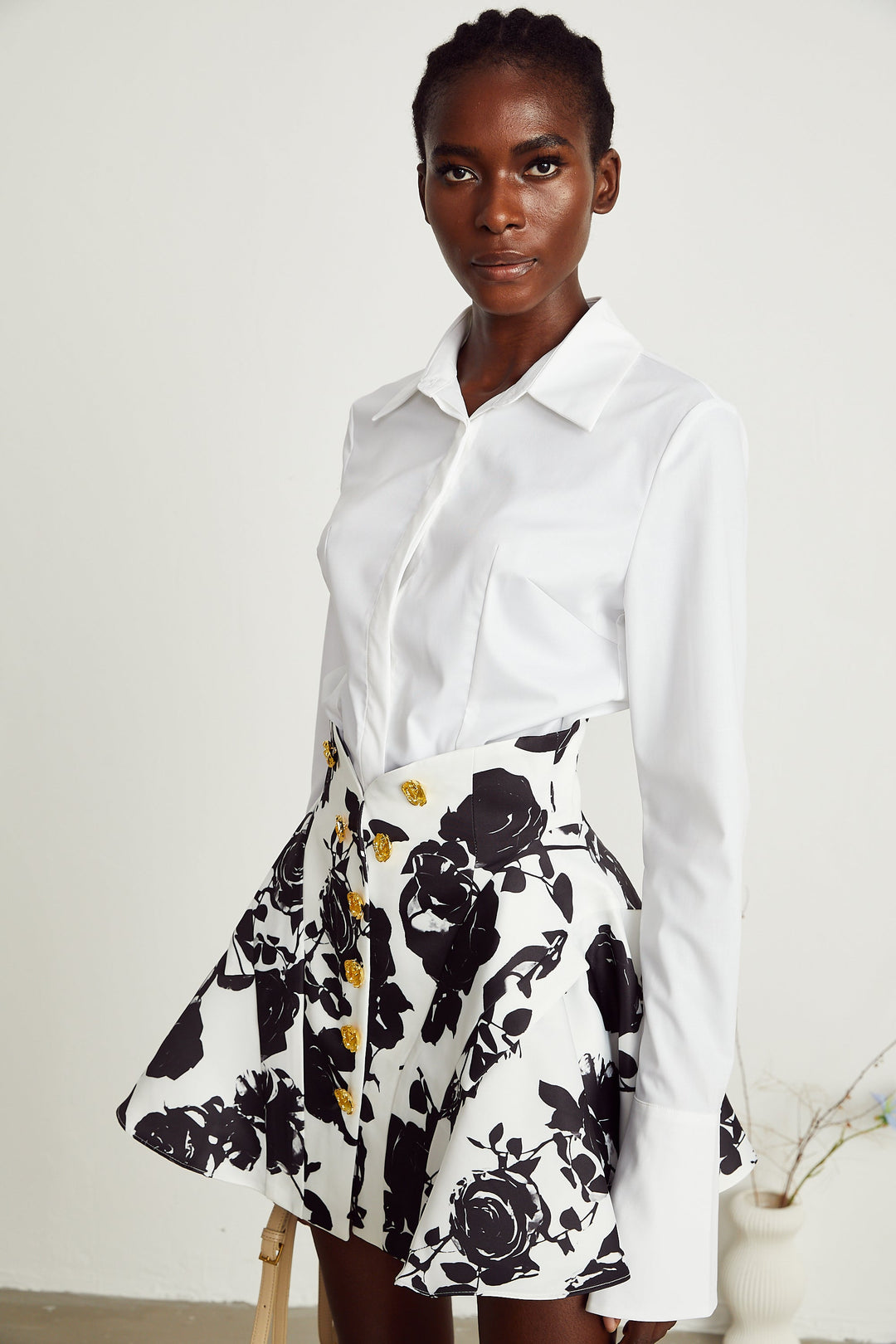 Levoire | Motif Floral Chemise & Jupe Ensemble Assorti