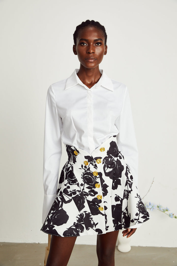 Levoire | Motif Floral Chemise & Jupe Ensemble Assorti