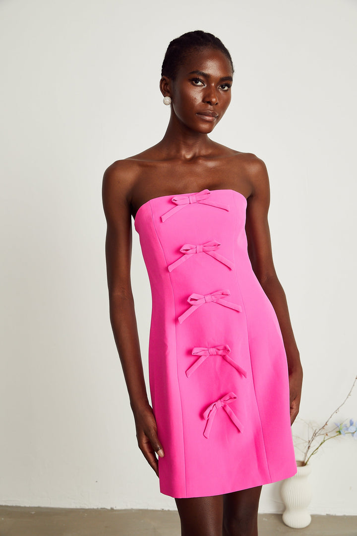 Levoire | Ensemble Coordonné Veste Avec Détail Nœud Rose & Robe