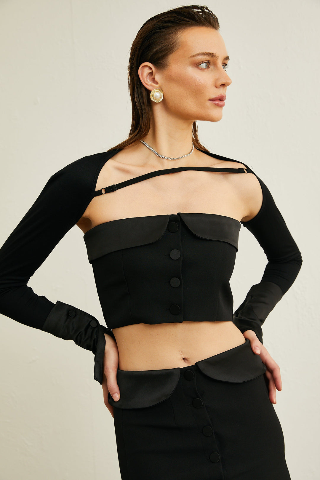 Levoire | Top À Bretelles Détail Crop & Jupe Ensemble Correspondant