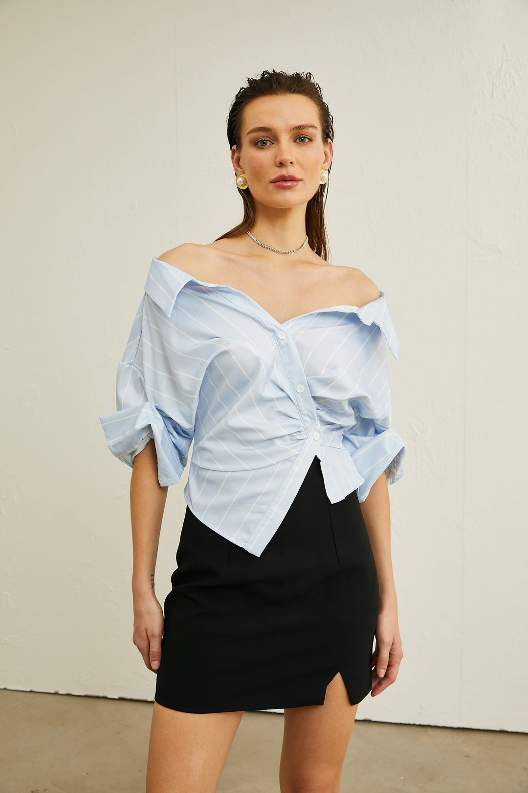 Levoire | Blouse Rayée Off-Shoulder