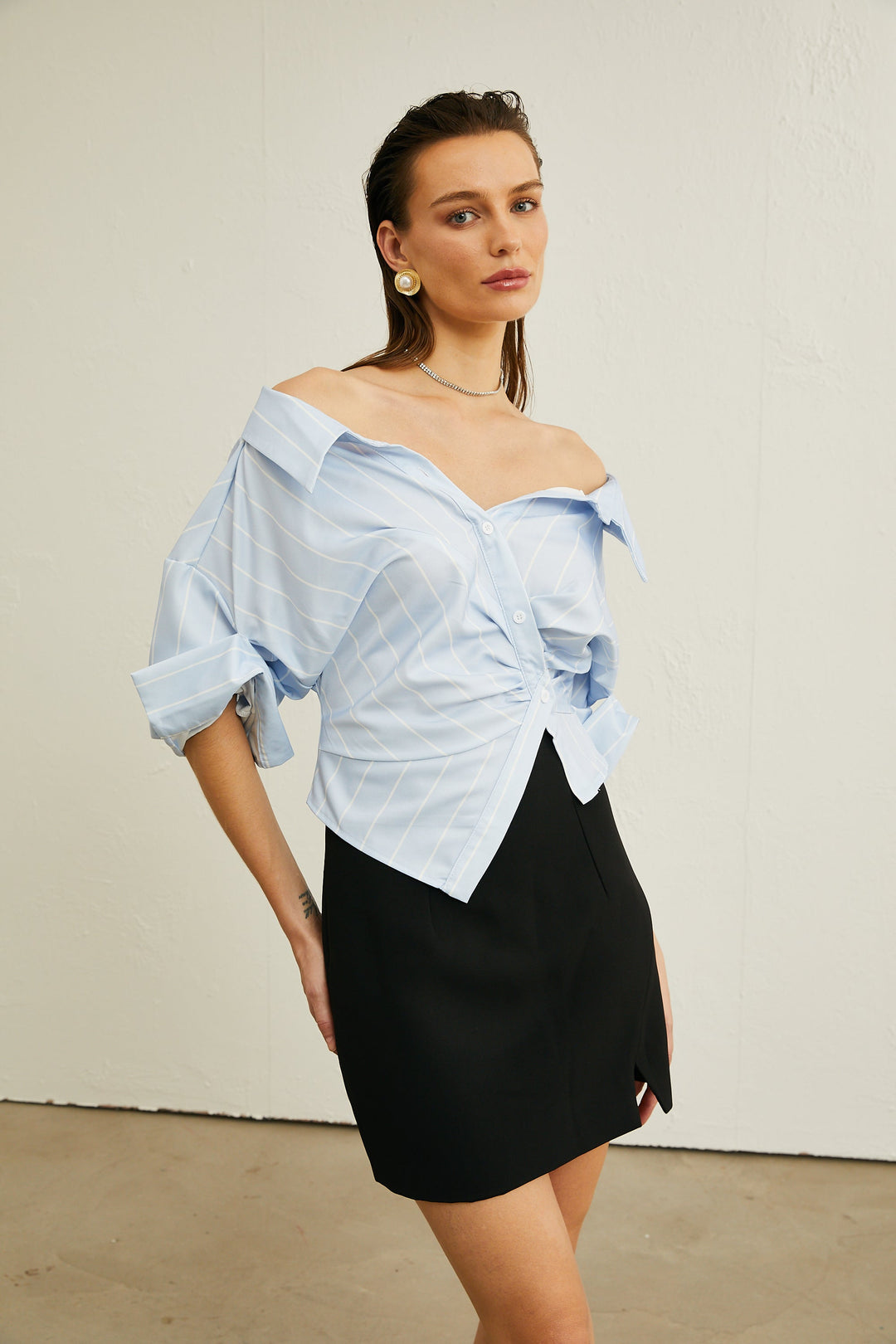 Levoire | Blouse Rayée Off-Shoulder